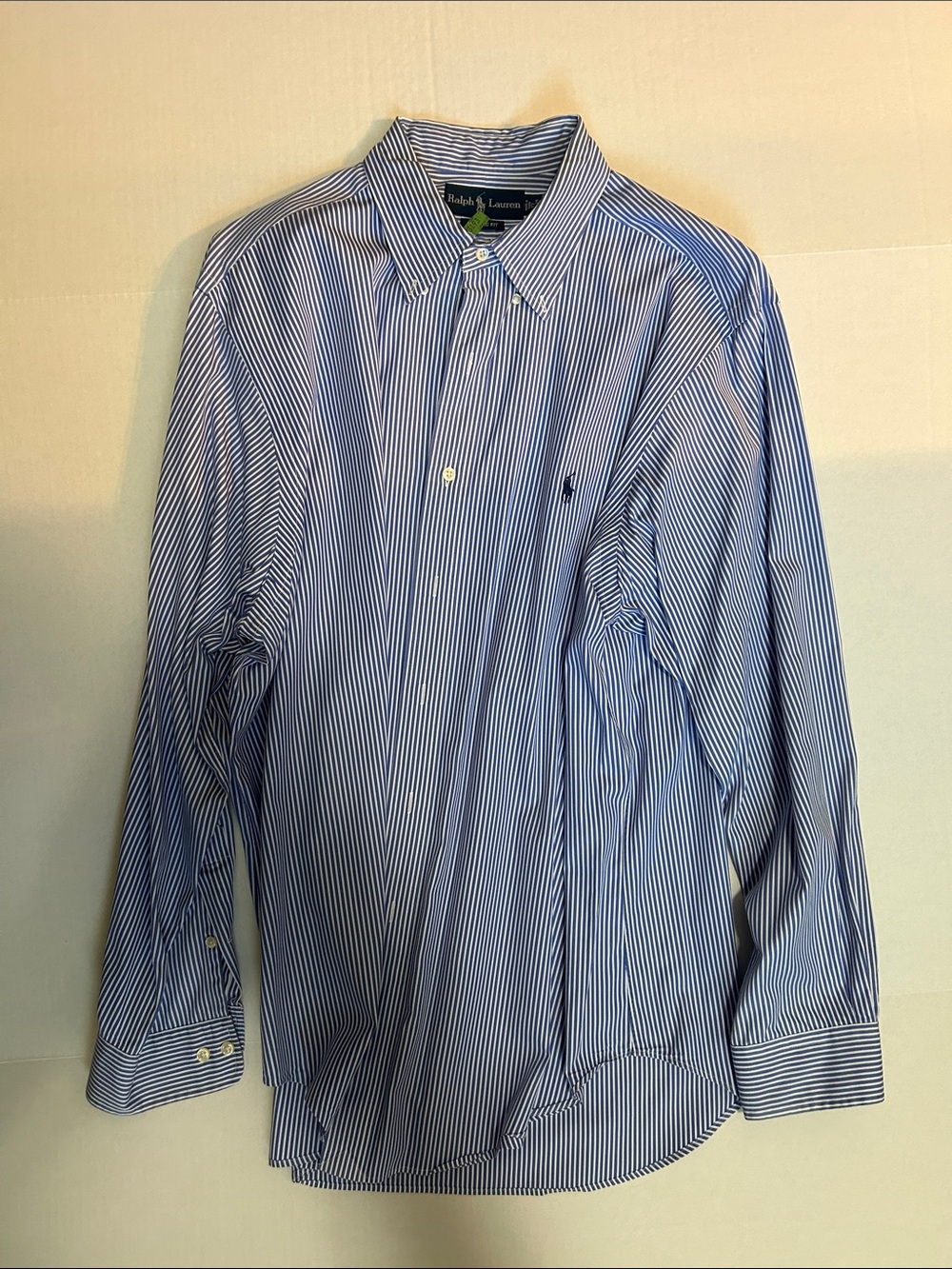 Polo by Ralph Lauren Blue and White Stripe Dress Shirt size 17 34/35